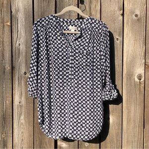 Loft blue and white top blouse size small